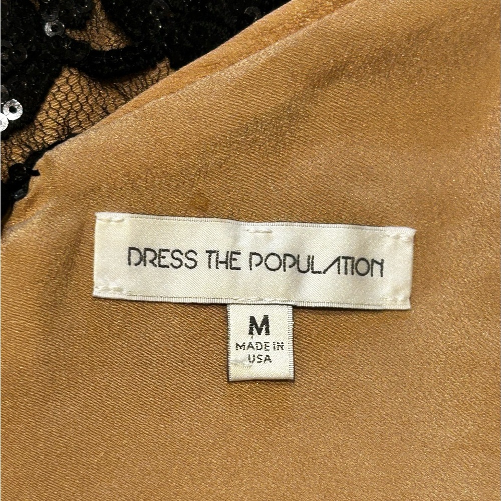 Dress the Population Black and Tan Sequin Halter Mini Dress - Picture 6 of 7